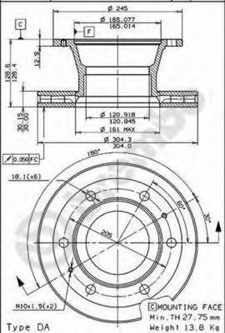 Гальмо дискове переднє 09681320 BREMBO