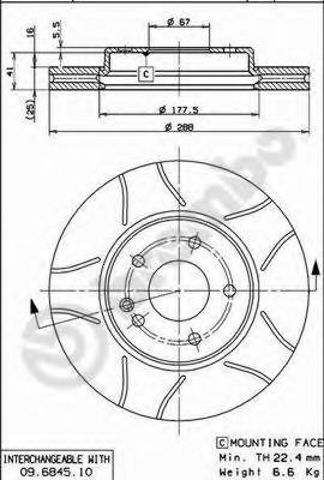 Диск переднього гальма 09684575 BREMBO