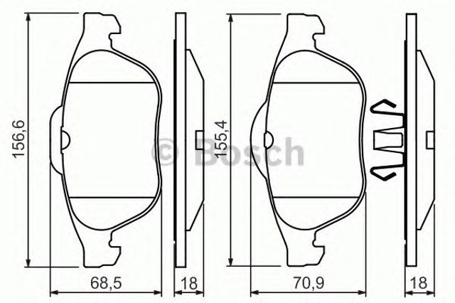 Передні гальмівні колодки 0986424616 BOSCH