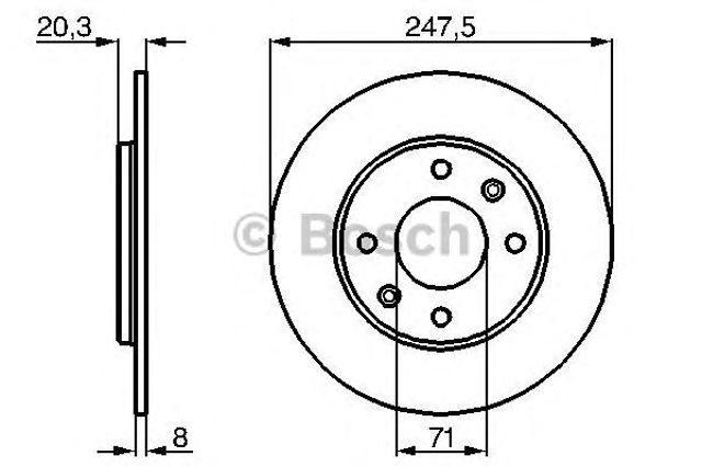 Диск гальмівний задній 0986478371 BOSCH