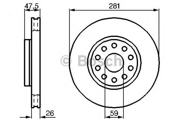 Диск гальмівний передній 0986478460 BOSCH
