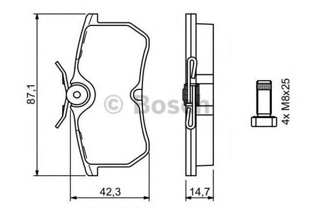 Задні гальмівні колодки 0986494011 BOSCH