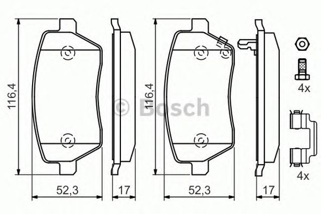 Передні гальмівні колодки 0986494160 BOSCH