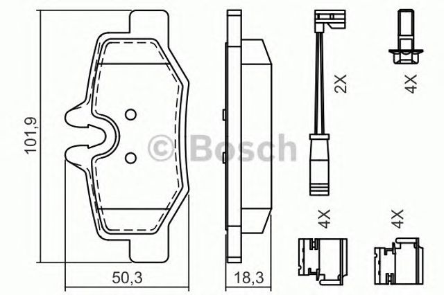 Задні дискові колодки 0986494603 BOSCH