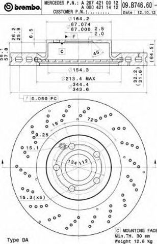 Диск переднього гальма 09B74661 BREMBO