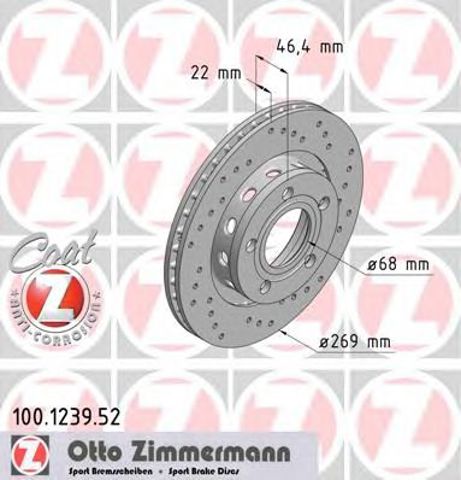 Диск заднього гальма 100123952 ZIMMERMANN