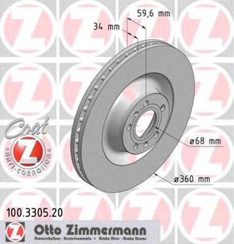 Диск гальмівний передній 100330520 ZIMMERMANN