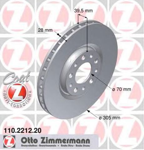 Диск гальмівний передній 110221220 ZIMMERMANN