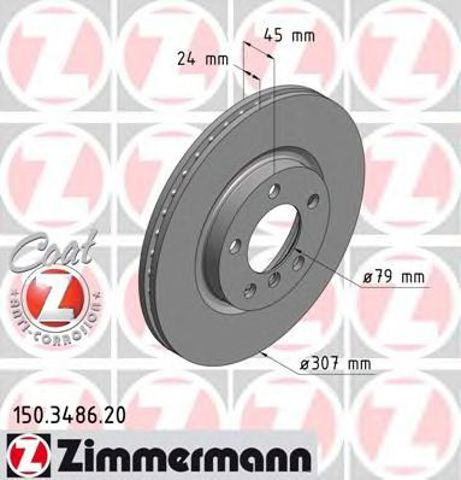 Диск гальмівний передній 150348620 ZIMMERMANN