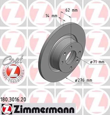 Диск заднього гальма 180301620 ZIMMERMANN