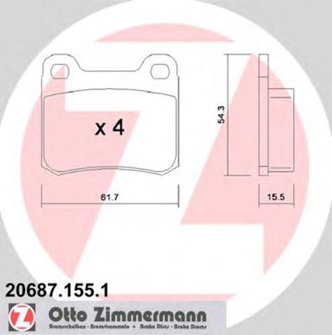 Задні гальмівні колодки 206871551 ZIMMERMANN