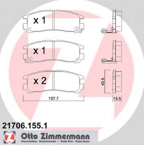 Задні гальмівні колодки 217061551 ZIMMERMANN