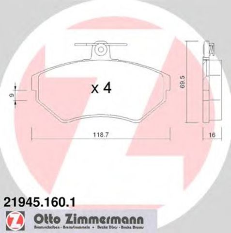 Колодки гальмівні передні, дискові 219451601 ZIMMERMANN