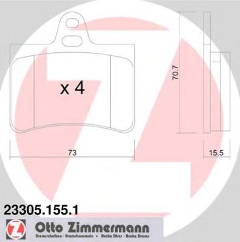 Колодки гальмівні задні, дискові 233051551 ZIMMERMANN