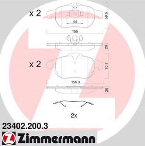 Передні гальмівні колодки 234022003 ZIMMERMANN