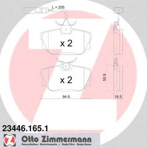 Колодки гальмові задні, дискові 234461651 ZIMMERMANN