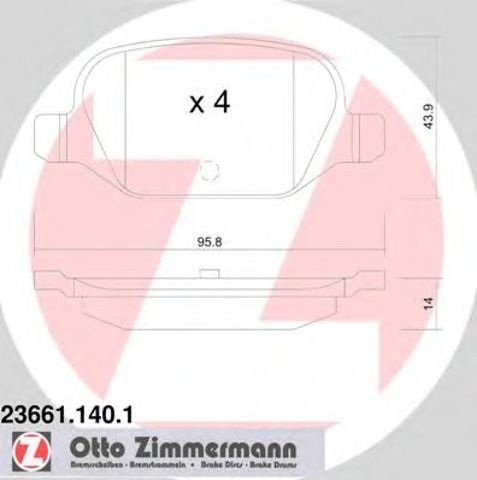 Задні дискові колодки 236611401 ZIMMERMANN