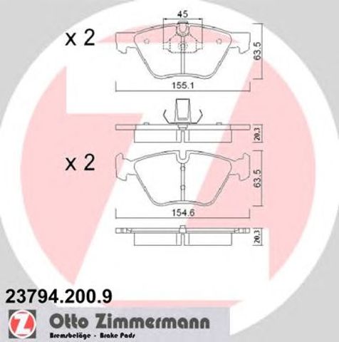 Колодки гальмівні передні, дискові 237942009 ZIMMERMANN