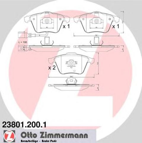 Колодки передні 238012001 ZIMMERMANN