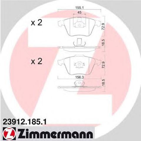 Передні гальмівні колодки 239121851 ZIMMERMANN