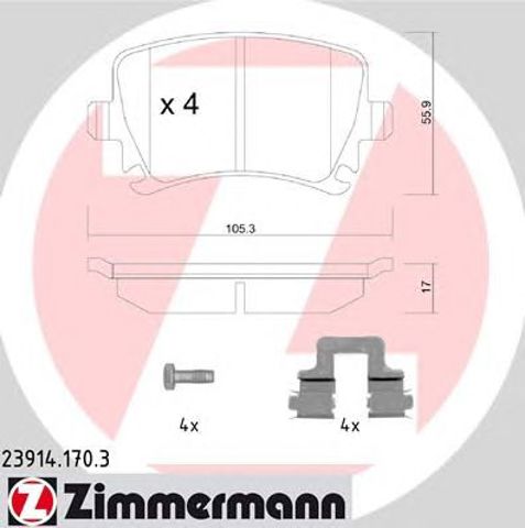 Задні гальмівні колодки 239141703 ZIMMERMANN