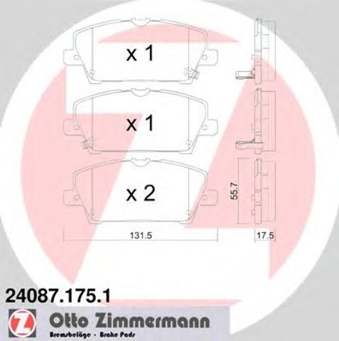 Передні гальмівні колодки 240871751 ZIMMERMANN