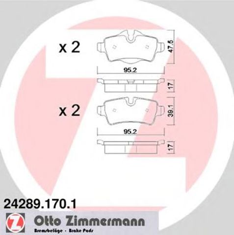 Комплект задніх колодок 242891701 ZIMMERMANN
