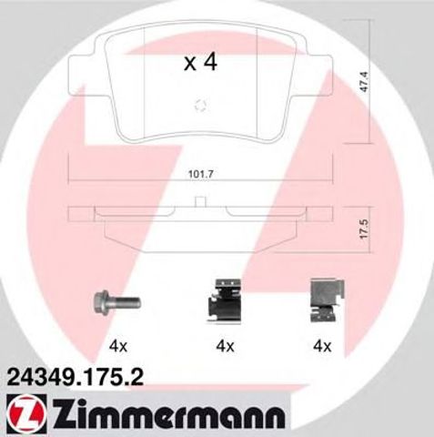 Колодки гальмові задні, дискові 243491752 ZIMMERMANN