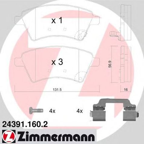 Колодки гальмівні дискові комплект 243911602 ZIMMERMANN