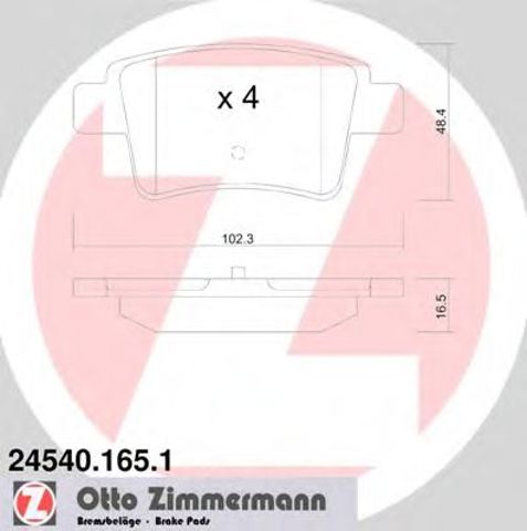 Комплект задніх колодок 245401651 ZIMMERMANN