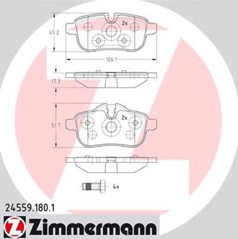 Колодки гальмівні задні, дискові 245591801 ZIMMERMANN