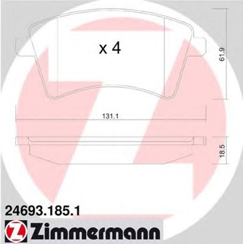Передні гальмівні колодки 246931851 ZIMMERMANN