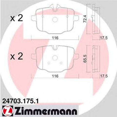 Комплект задніх колодок 247031751 ZIMMERMANN