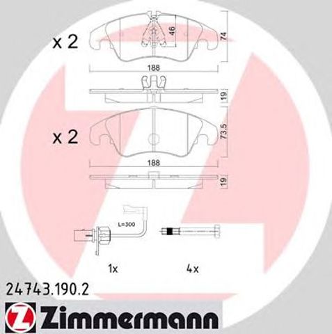 Передні гальмівні колодки 247431902 ZIMMERMANN
