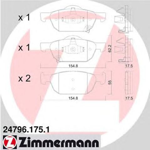 Передні гальмівні колодки 247961751 ZIMMERMANN