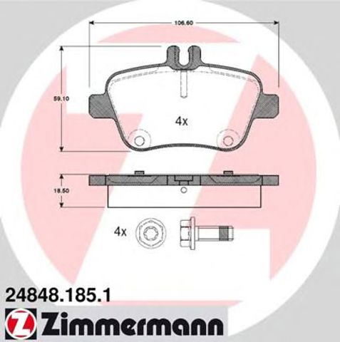 Колодки гальмові задні, дискові 248481851 ZIMMERMANN