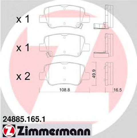Задні дискові колодки 248851651 ZIMMERMANN