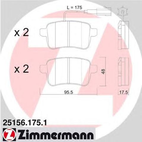 Задні гальмівні колодки 251561751 ZIMMERMANN
