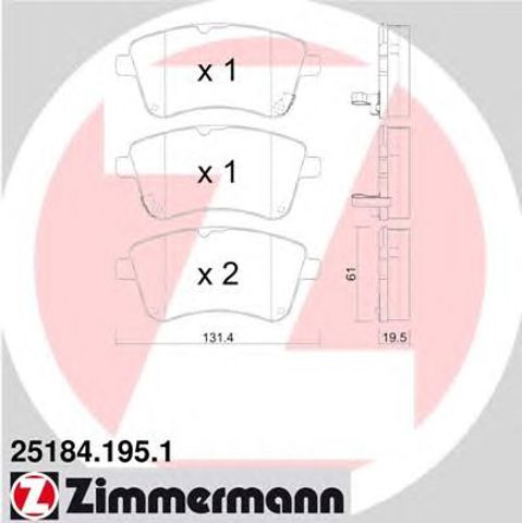 Колодки гальмівні дискові комплект 251841951 ZIMMERMANN