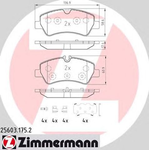 Колодки гальмівні задні, дискові 256031752 ZIMMERMANN
