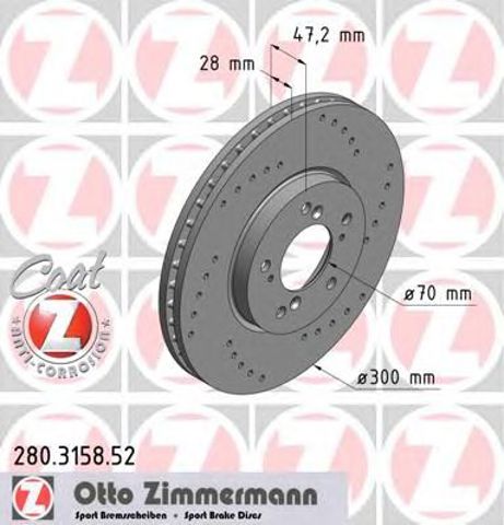 Диск гальмівний передній 280315852 ZIMMERMANN