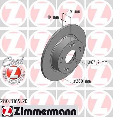 Диск гальмівний задній 280316920 ZIMMERMANN