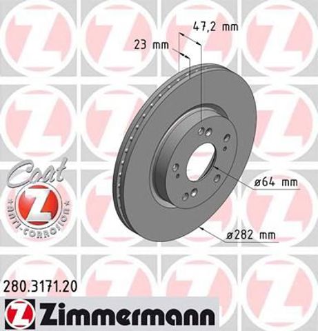 Диск гальмівний передній 280317120 ZIMMERMANN