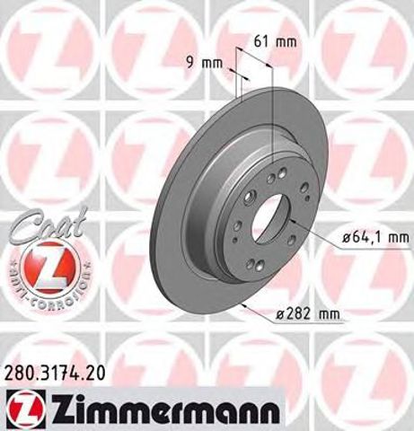 Диск гальмівний задній 280317420 ZIMMERMANN