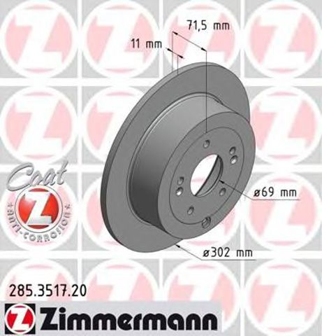 Задні дискові гальма 285351720 ZIMMERMANN