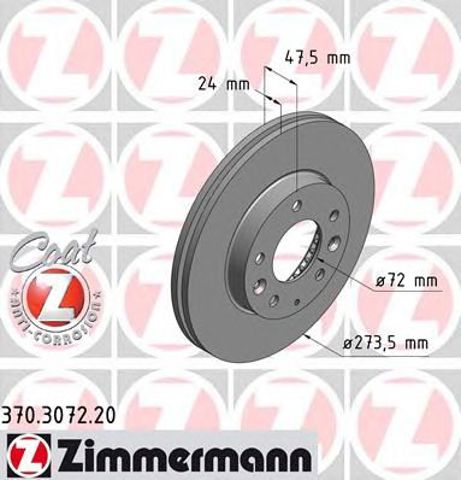 Диск гальмівний передній 370307220 ZIMMERMANN