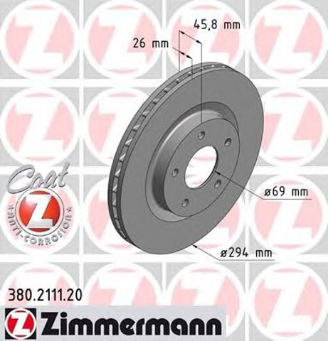 Диск переднього гальма 380211120 ZIMMERMANN