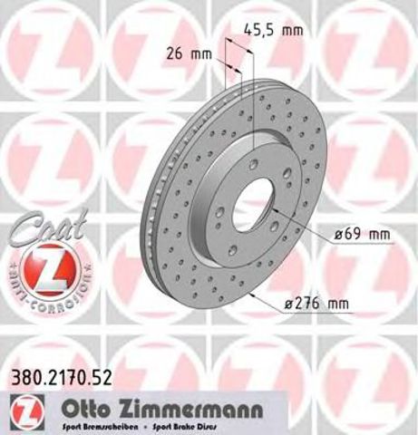 Диск переднього гальма 380217052 ZIMMERMANN