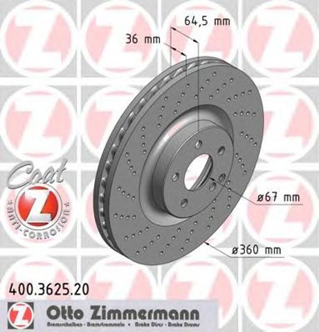 Диск переднього гальма 400362520 ZIMMERMANN