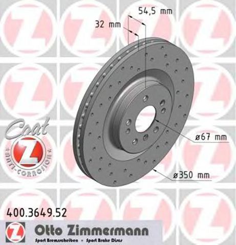 Диск переднього гальма 400364952 ZIMMERMANN